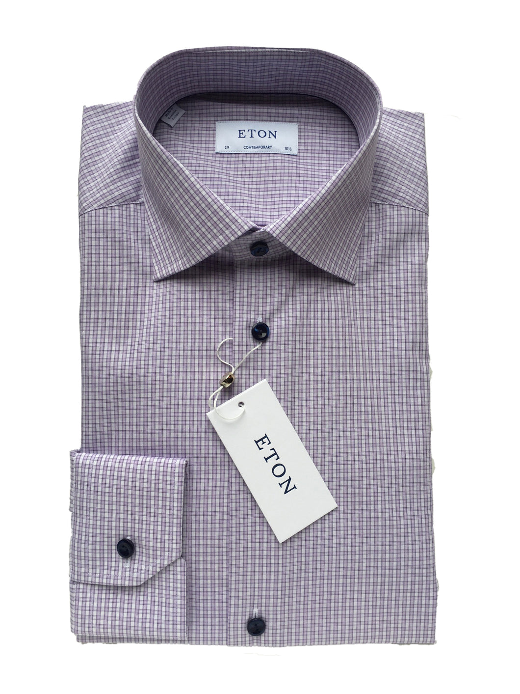 Eton Mini Plaid Spread Collar | Purple-Contemporary