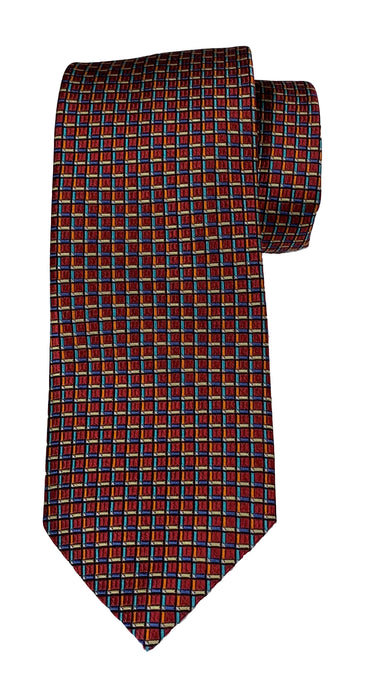 JZ Richards Red Tie with Multi-Colored Blocks