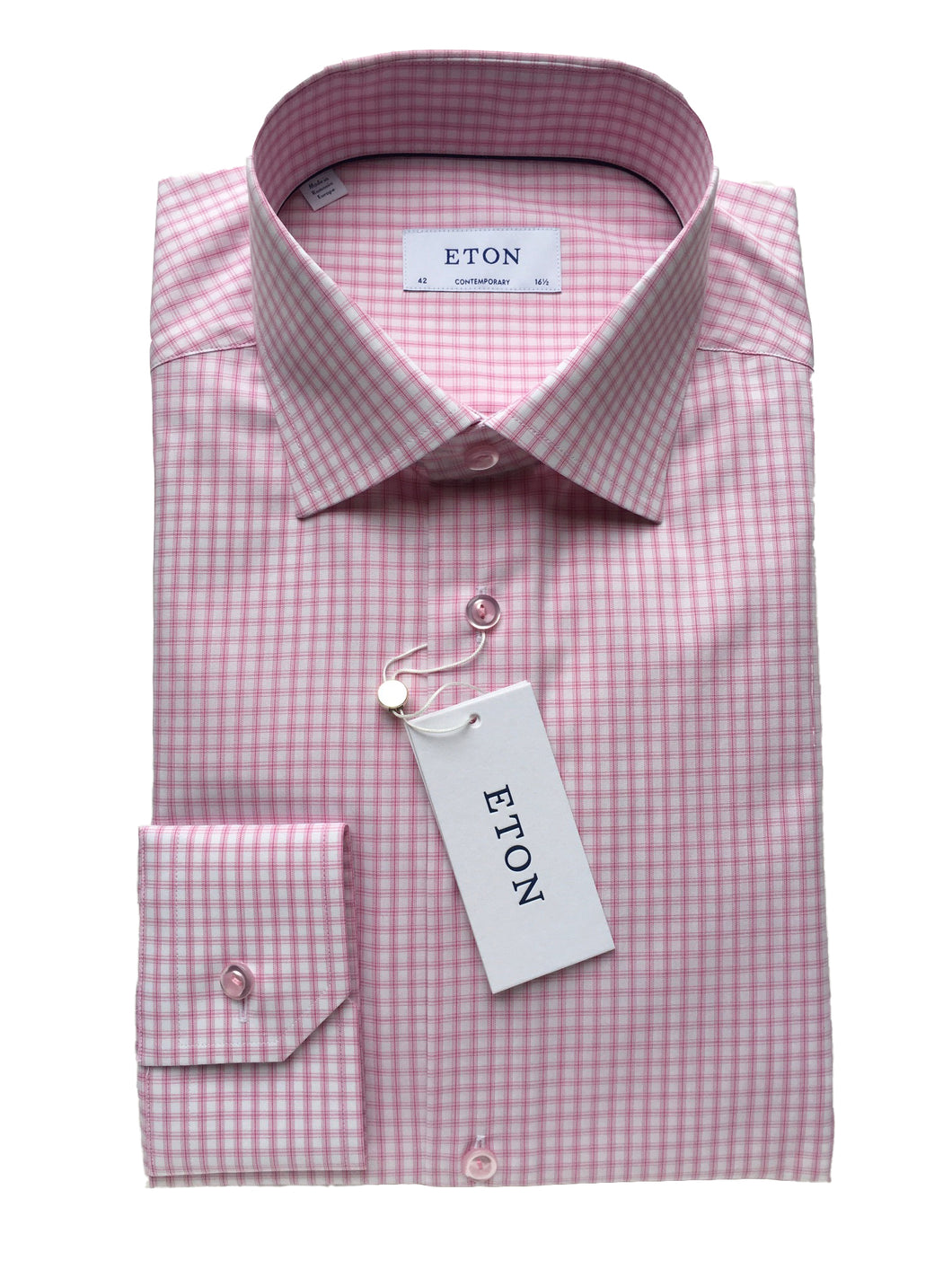 Eton Check with Tonal Button | Pink-Contemporary