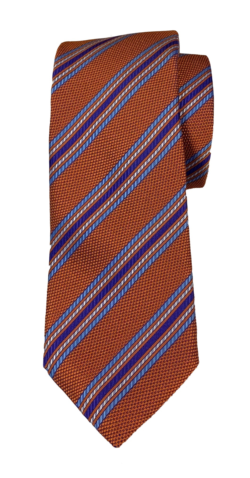 David Donahue Orange Tie with Multi-Colored Stripes
