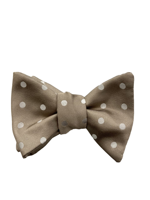 Carrot & Gibbs Champagne Woven Silk Satin w/ Off White Dots