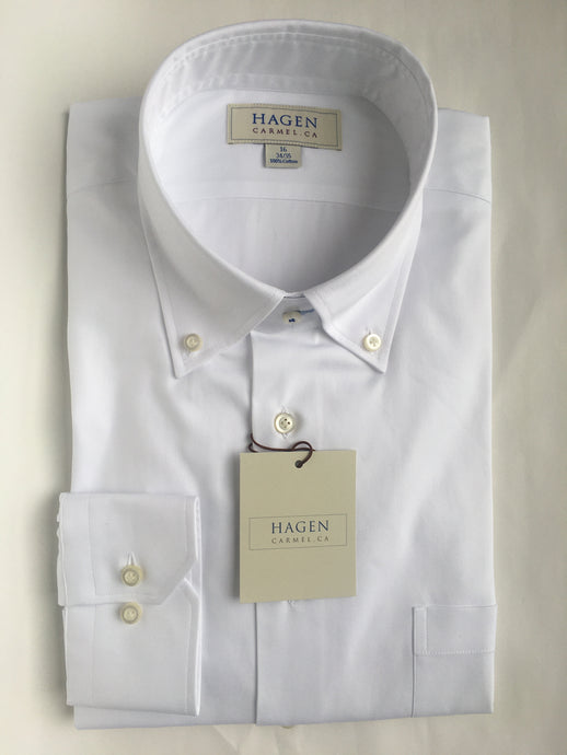 Hagen Superfine Twill Button Down | White