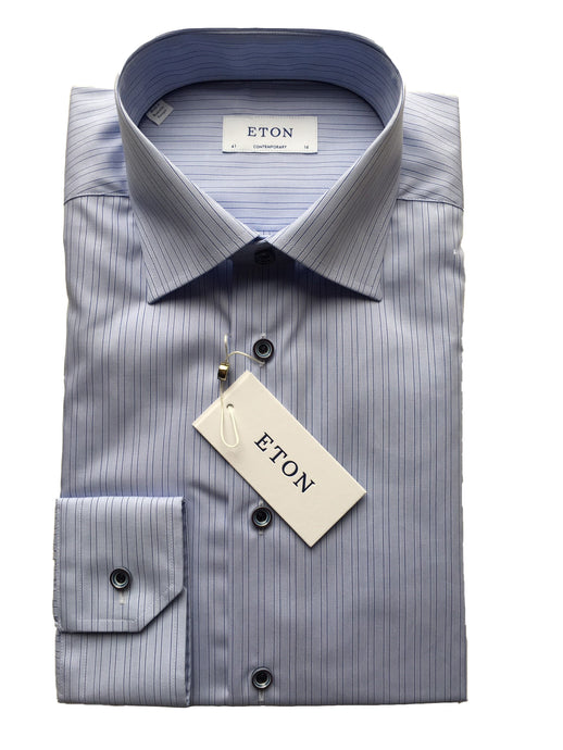 Eton Double Stripe Shirt | Blue-Contemporary