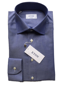 Eton Diamond Weave Shirt | Blue-Contemporary
