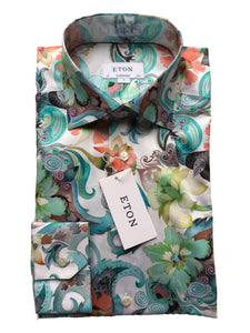 Eton Floral Twill Shirt | Water Color-Contemporary