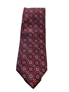 Canali Red with White and Blue Medallion | Regular Length