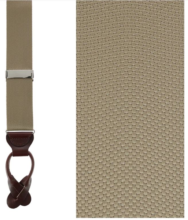 Trafalgar Hudson Nylon Button End Braces | Dark Khaki