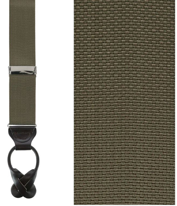 Trafalgar Hudson Nylon Button End Braces | Olive