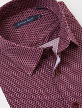 Stone Rose Berry Poplin Woven Geometric Print LS Shirt