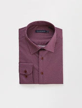 Stone Rose Berry Poplin Woven Geometric Print LS Shirt