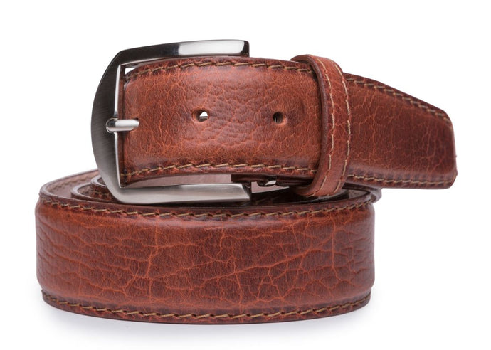 LEN American Bison Belt (Cognac / Beige Border)