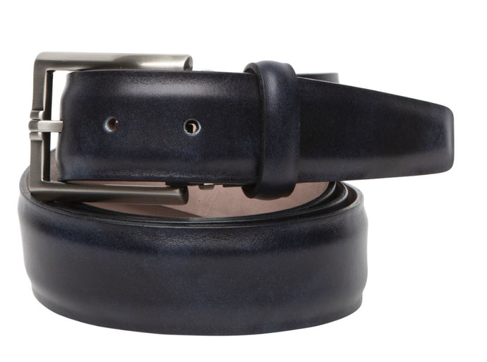 LEN Italian Marbled Calf 35mm Belt (Navy)