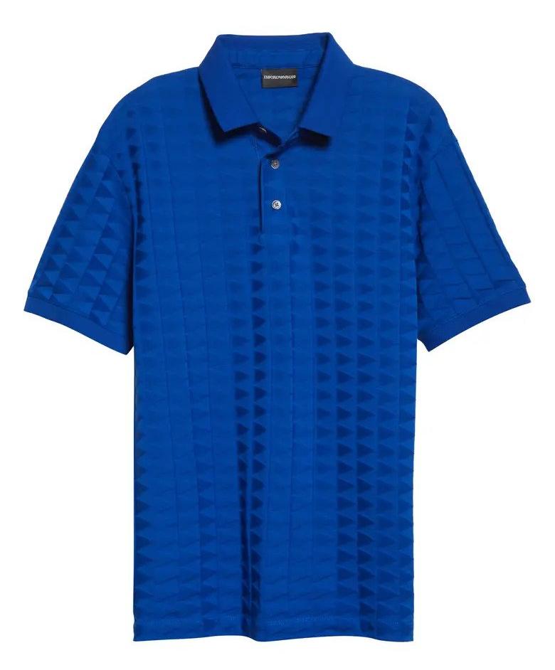 Armani Collezioni Patterned-knit polo shirt | Blue