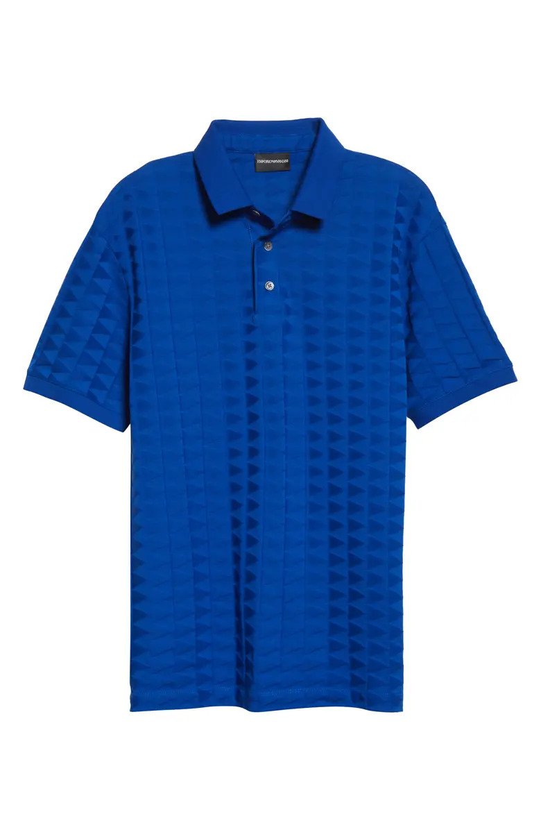 Armani Collezioni Patterned-knit polo shirt | Blue