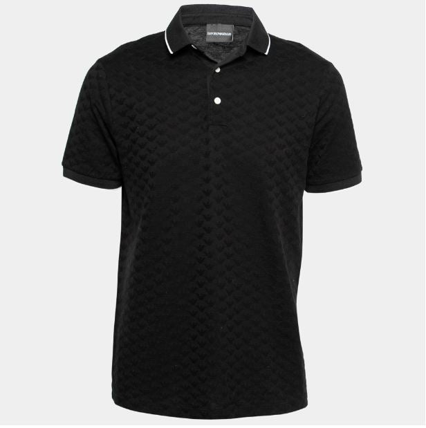 Armani Collezioni Patterned-knit polo shirt | Black