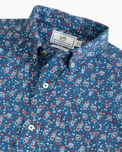 Southern Tide LET THE PARTY BE-GIN SHORT SLEEVE BUTTON DOWN SHIR