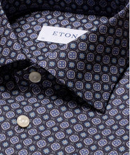 Eton Mid Blue Medallion Print Fine Twill Shirt-Contempo