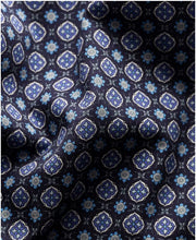 Eton Mid Blue Medallion Print Fine Twill Shirt-Contempo