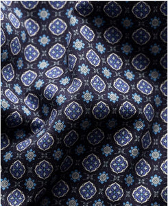 Eton Mid Blue Medallion Print Fine Twill Shirt-Contempo