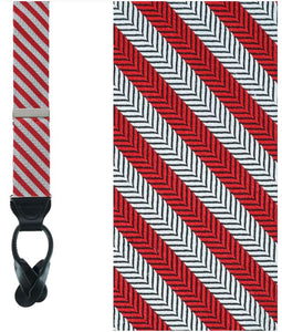 Trafalgar The Griswold Striped Herringbone Silk Button End B