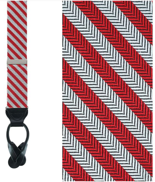 Trafalgar The Griswold Striped Herringbone Silk Button End B