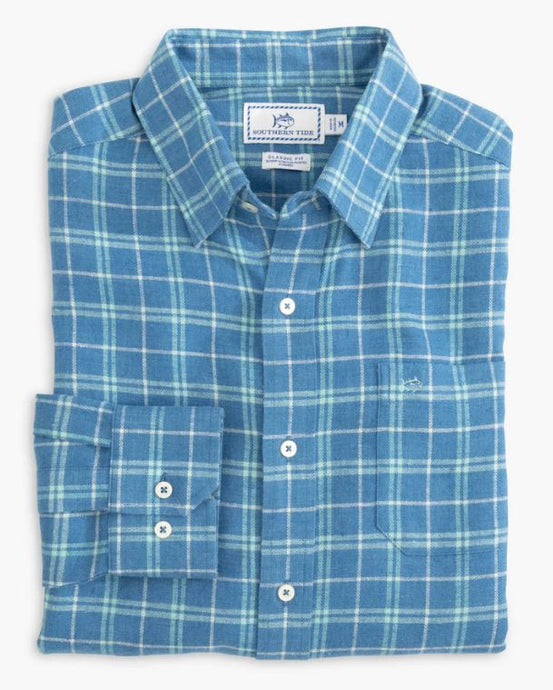 Southern Tide Bennett Heather Plaid Beach Flannel Sport Shirt