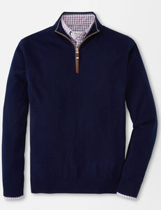 Peter Millar Autumn Crest Suede Trim Quarter-Zip | Navy