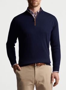 Peter Millar Autumn Crest Suede Trim Quarter-Zip | Navy