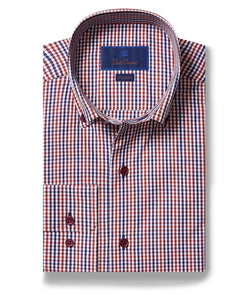 David Donahue Brick Mini Check Shirt