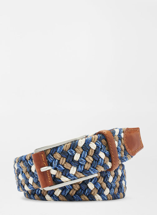 Peter Millar Cotton Melange Braided Belt | Navy