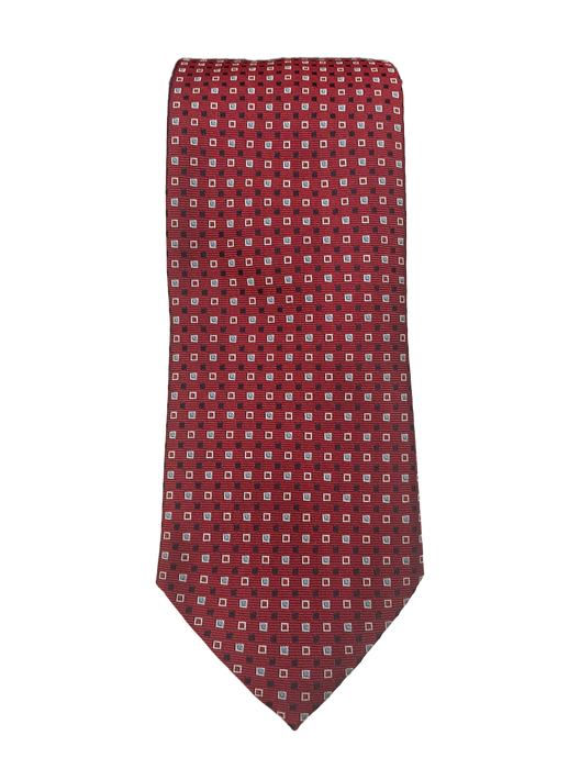 Canali Red Tie w/ Multi Blocks Pattern