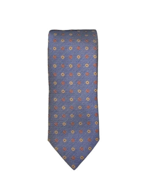 Canali Blue Tie w/ Yellow & Orange Pattern