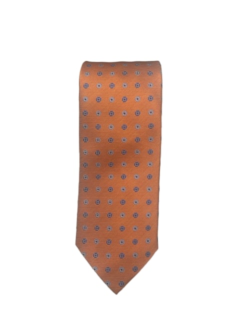 Canali Orange Tie w/ Two-Tone Pattern