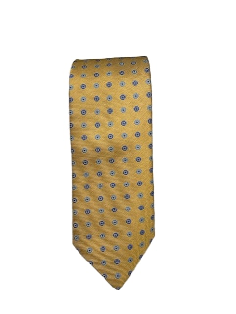 Canali Yellow Tie w/ Two-Tone Blue Pattern