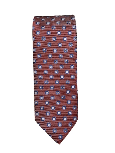 Canali Brown Tie w/ Block Pattern