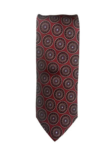 Canali Red Tie w/ Circle Pattern