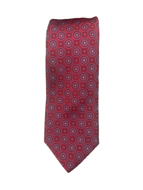 Canali Red Tie w/ Small Circle Pattern
