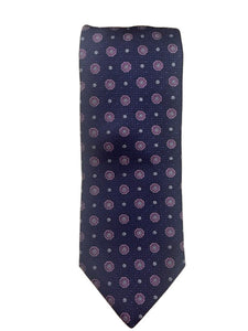 Canali Purple Tie w/ Small Floral Medallions