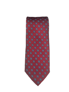 Canali Red Tie w/ Blue Medallions