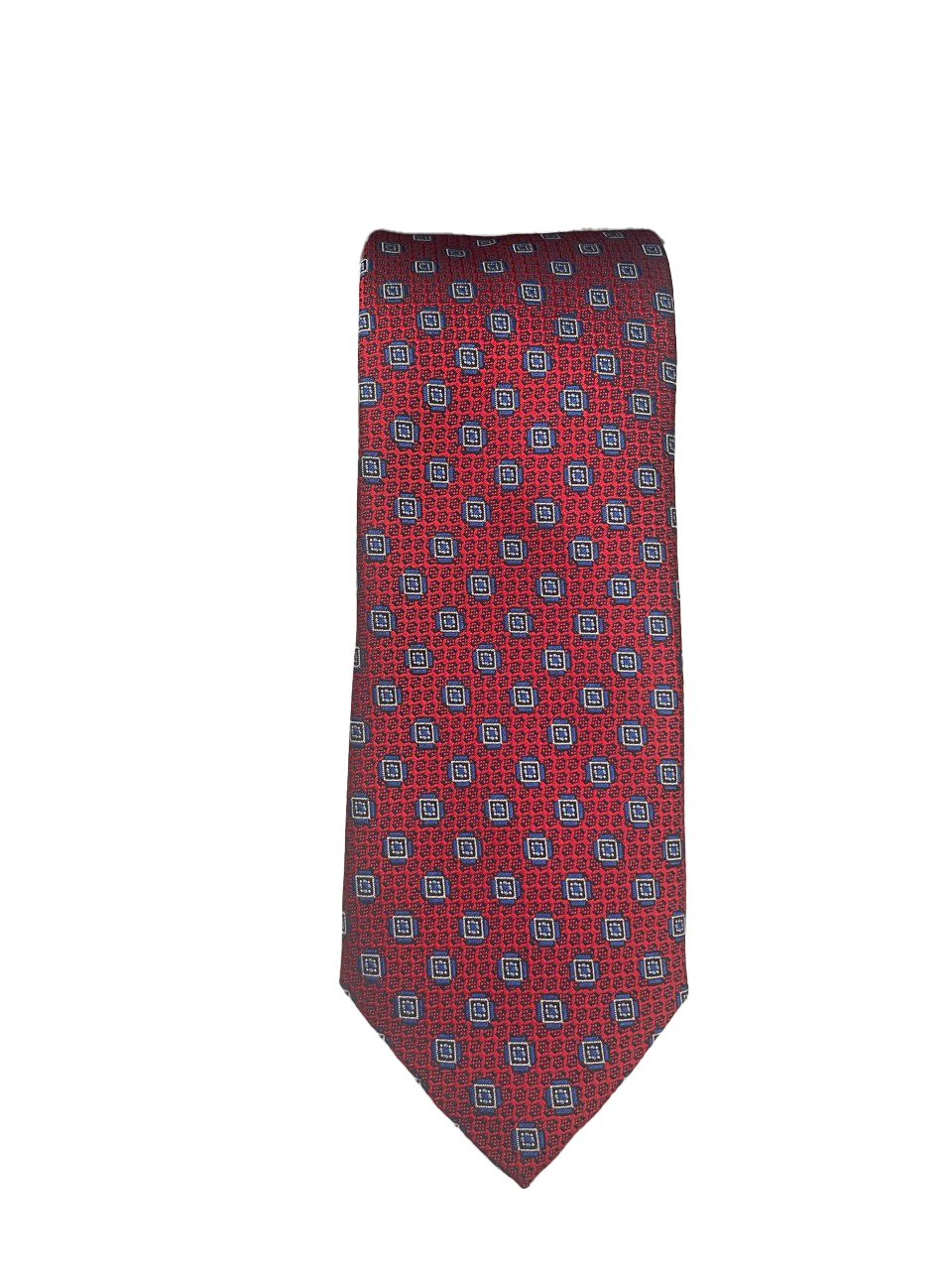 Canali Red Tie w/ Blue Medallions
