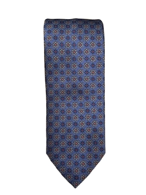 Canali Blue Tie with Floral Pattern